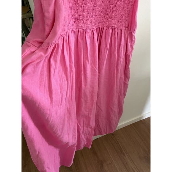Ava & Viv Women's 2X Pink Linen Boho Maxi Dress/Beach Cover Up w Pockets - Picture 6 of 7